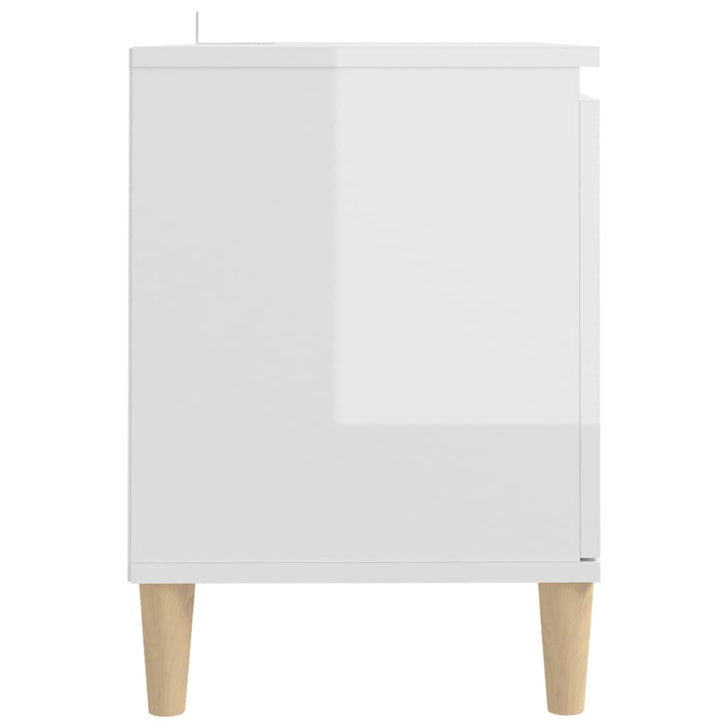 vidaXL Meuble TV avec pieds en bois Blanc brillant 103,5x35x50 cm - Image 6