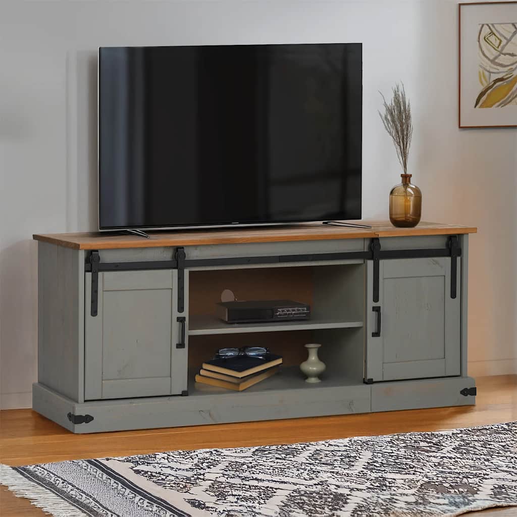 VidaXL Meuble TV HALDEN 2 portes coulissantes gris 150x40x60 cm