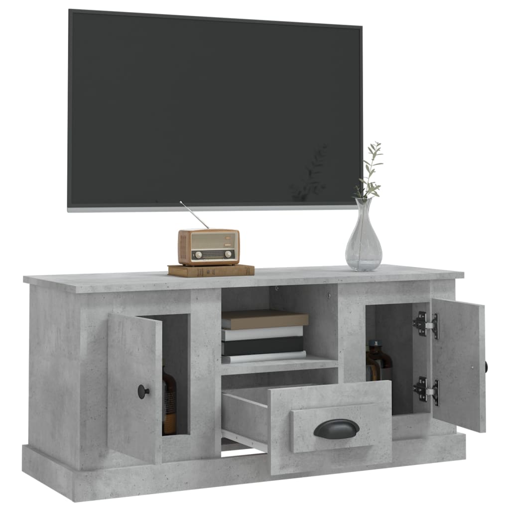 vidaXL Meuble TV gris béton 100x35,5x45 cm bois d'ingénierie - Image 5