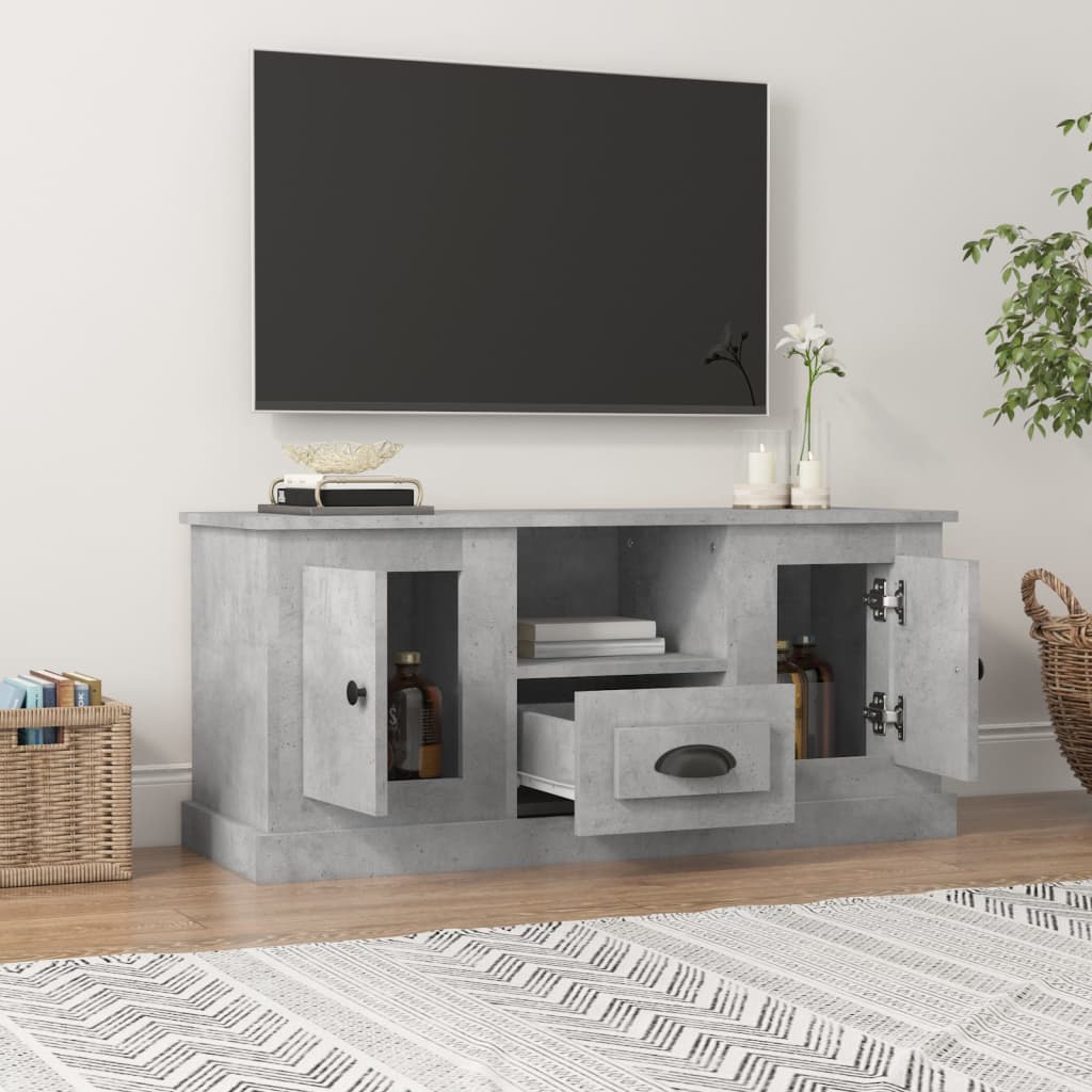 vidaXL Meuble TV gris béton 100x35,5x45 cm bois d'ingénierie - Image 3