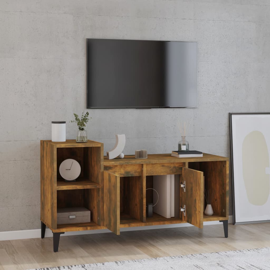 vidaXL Meuble TV Chêne fumé 100x35x55 cm Bois d'ingénierie - Image 3