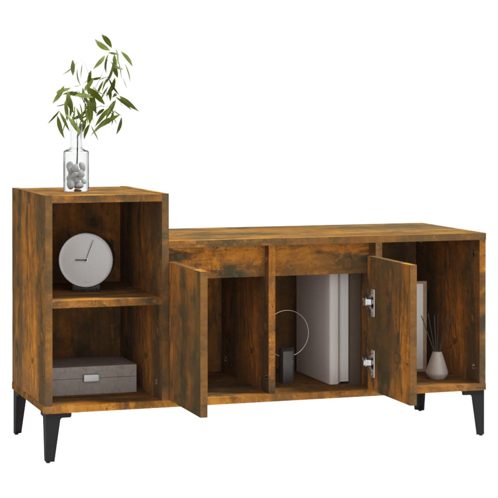 vidaXL Meuble TV Chêne fumé 100x35x55 cm Bois d'ingénierie - Image 4