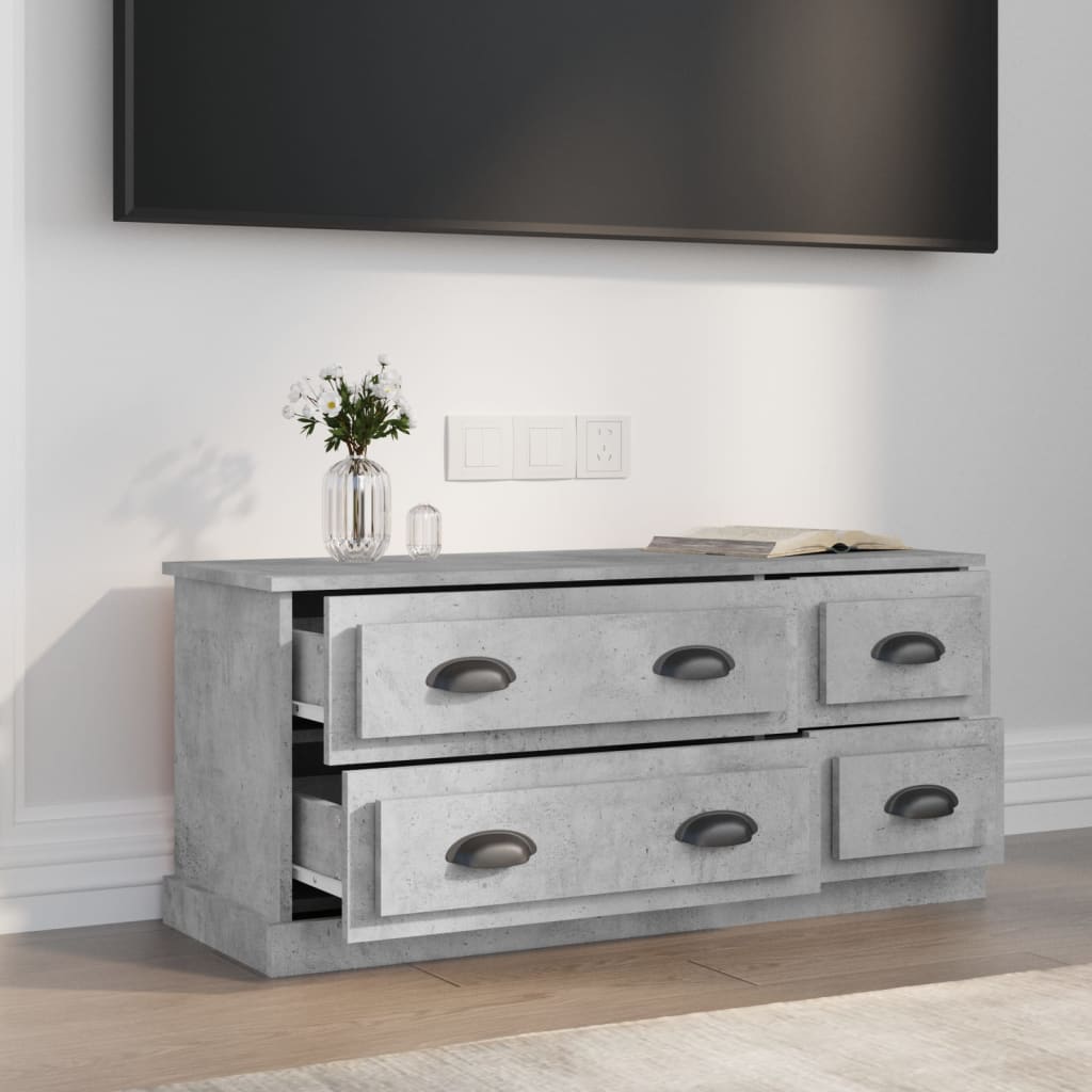vidaXL Meuble TV gris béton 100x35,5x45 cm bois d'ingénierie - Image 3