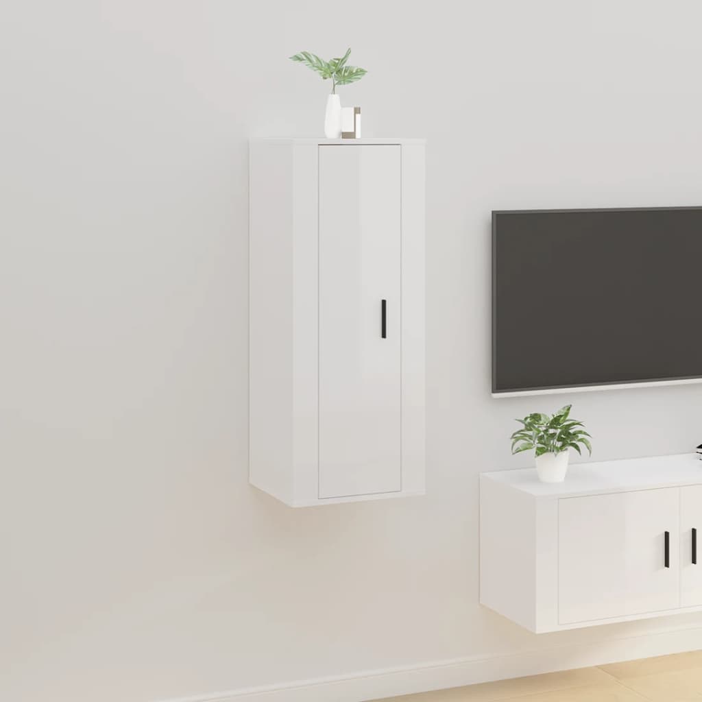 vidaXL Meuble TV mural Blanc brillant 40x34,5x100 cm