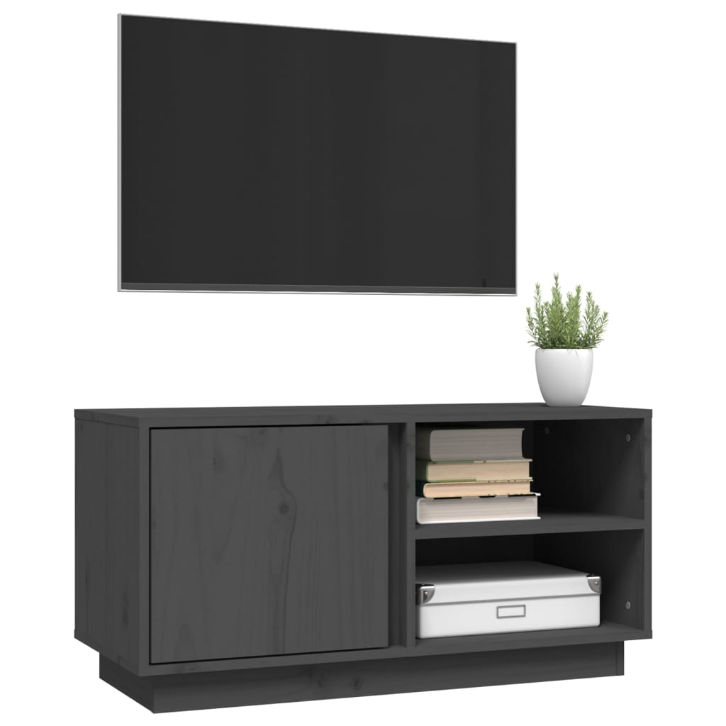 vidaXL Meuble TV Gris 80x35x40,5 cm Bois de pin massif - Image 4