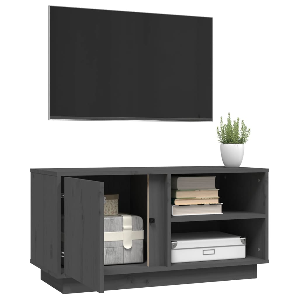 vidaXL Meuble TV Gris 80x35x40,5 cm Bois de pin massif - Image 5