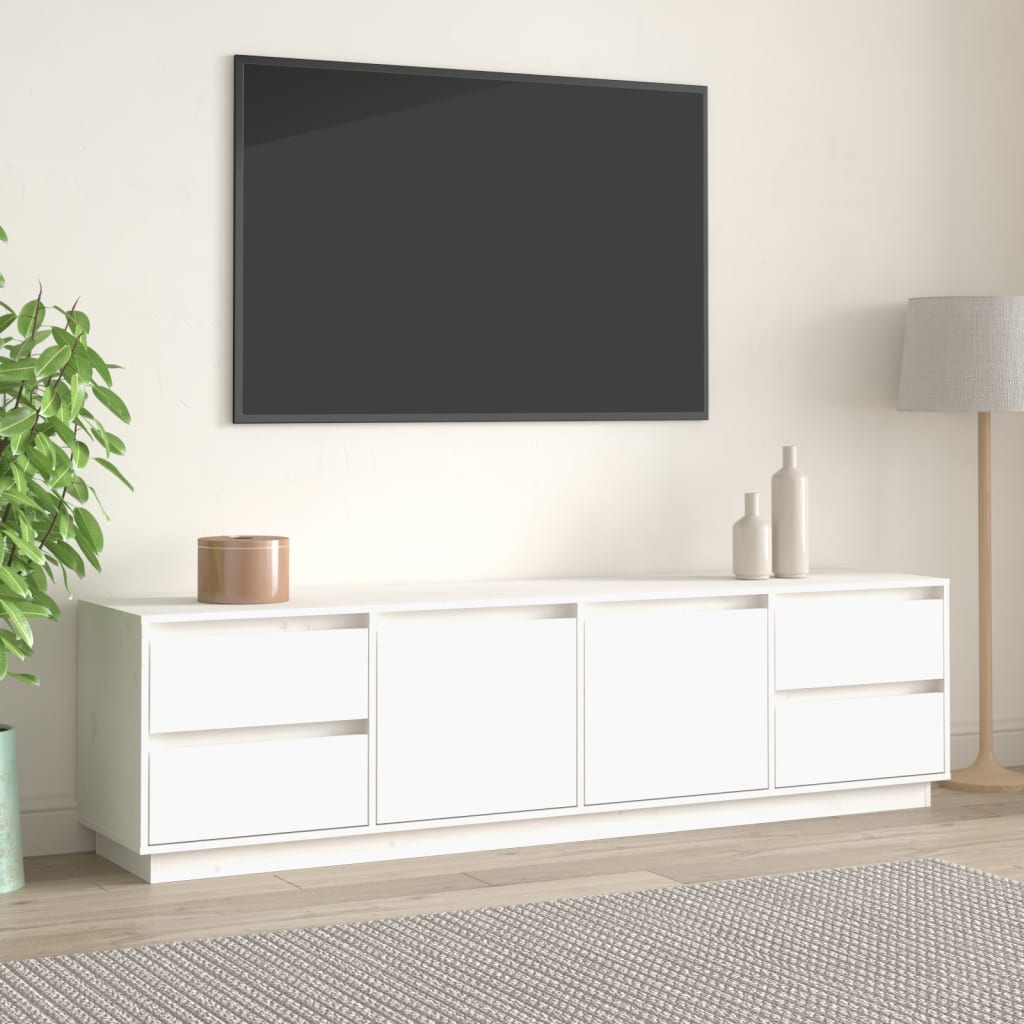 vidaXL Meuble TV Blanc 176x37x47,5 cm Bois de pin massif