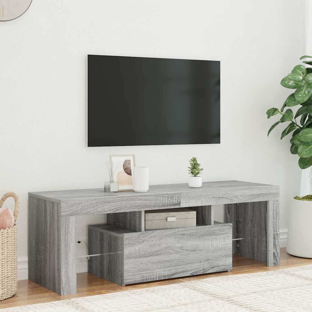 vidaXL Meuble TV avec lumières LED sonoma gris 120x35x40 cm