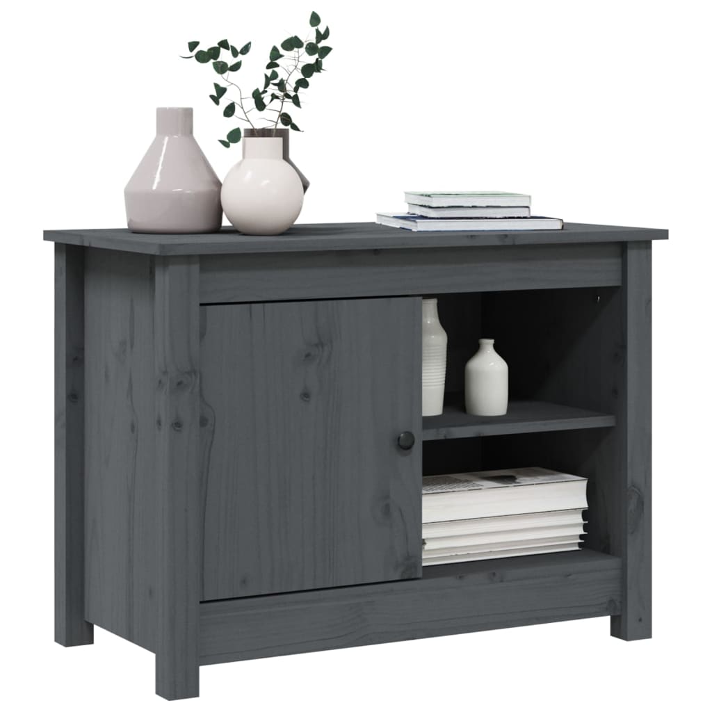 vidaXL Meuble TV Gris 70x36,5x52 cm Bois de pin massif - Image 4