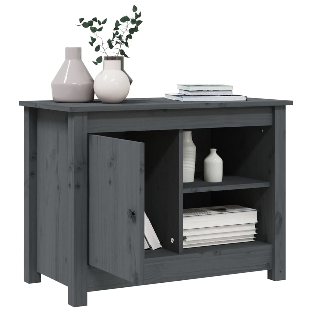 vidaXL Meuble TV Gris 70x36,5x52 cm Bois de pin massif - Image 5