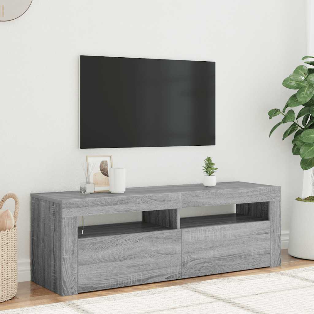 vidaXL Meuble TV avec lumières LED sonoma gris 120x35x40 cm