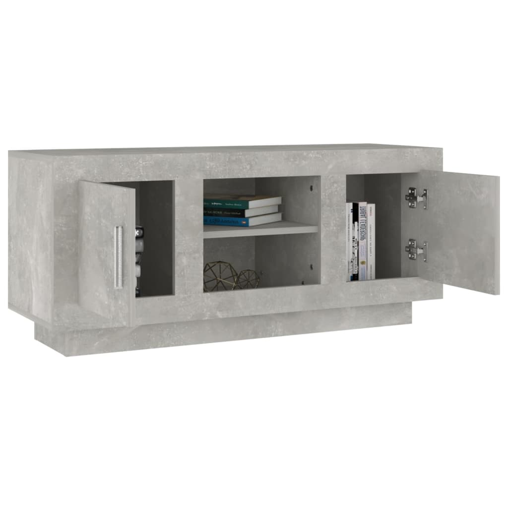 vidaXL Meuble TV gris béton 102x35x45 cm bois d'ingénierie - Image 4