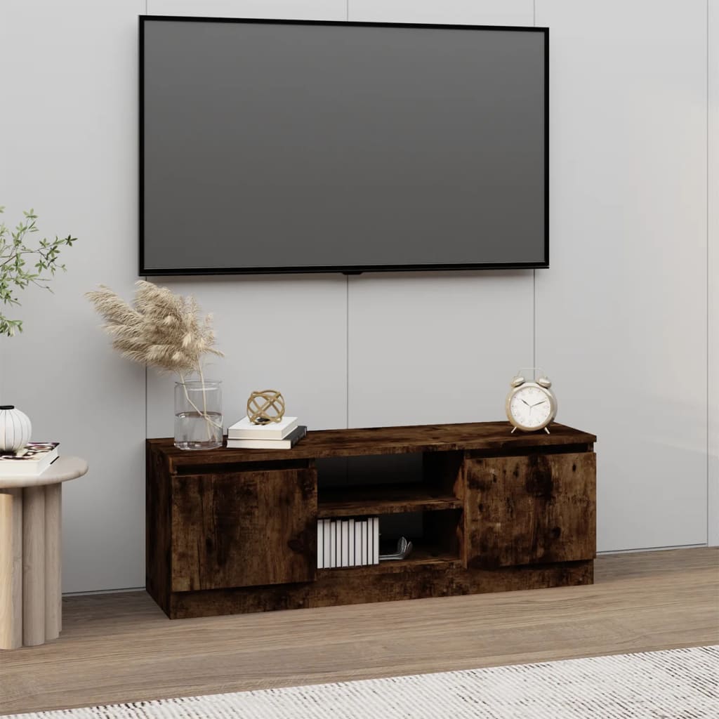 vidaXL Meuble TV avec porte Chêne fumé 102x30x36 cm