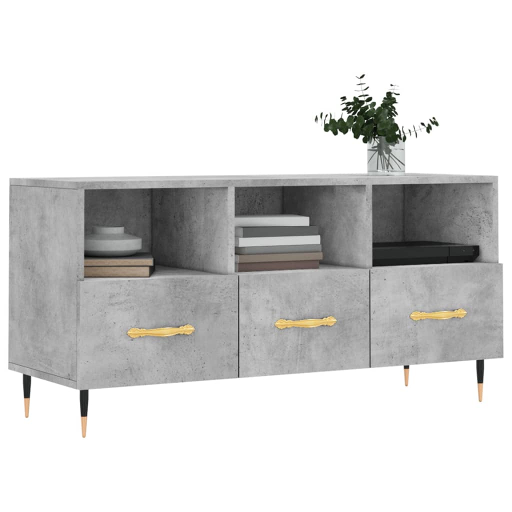 vidaXL Meuble TV gris béton 102x36x50 cm bois d'ingénierie - Image 3