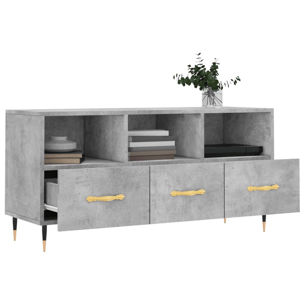 vidaXL Meuble TV gris béton 102x36x50 cm bois d'ingénierie - Image 4