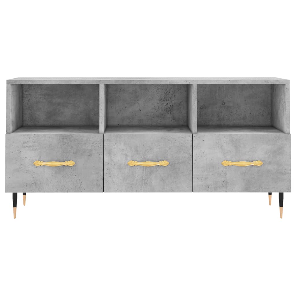 vidaXL Meuble TV gris béton 102x36x50 cm bois d'ingénierie - Image 5