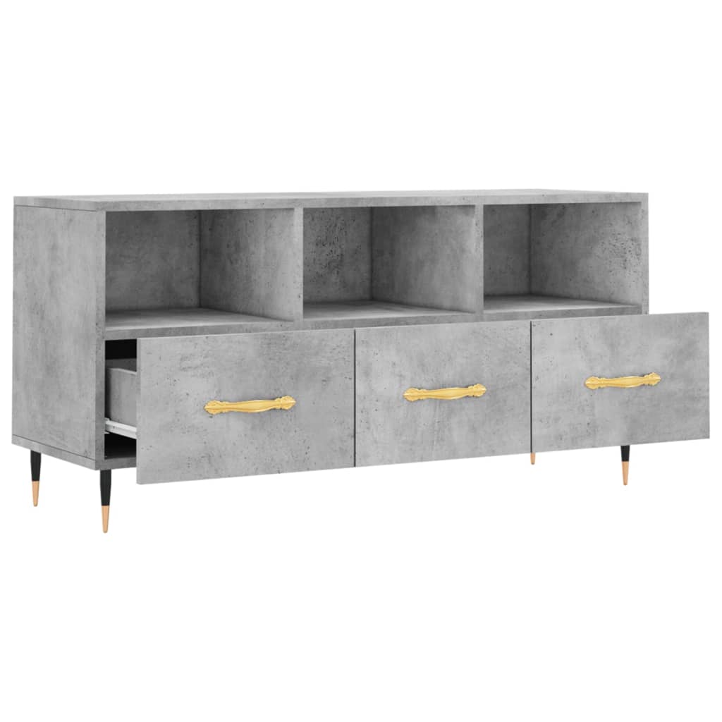 vidaXL Meuble TV gris béton 102x36x50 cm bois d'ingénierie - Image 6