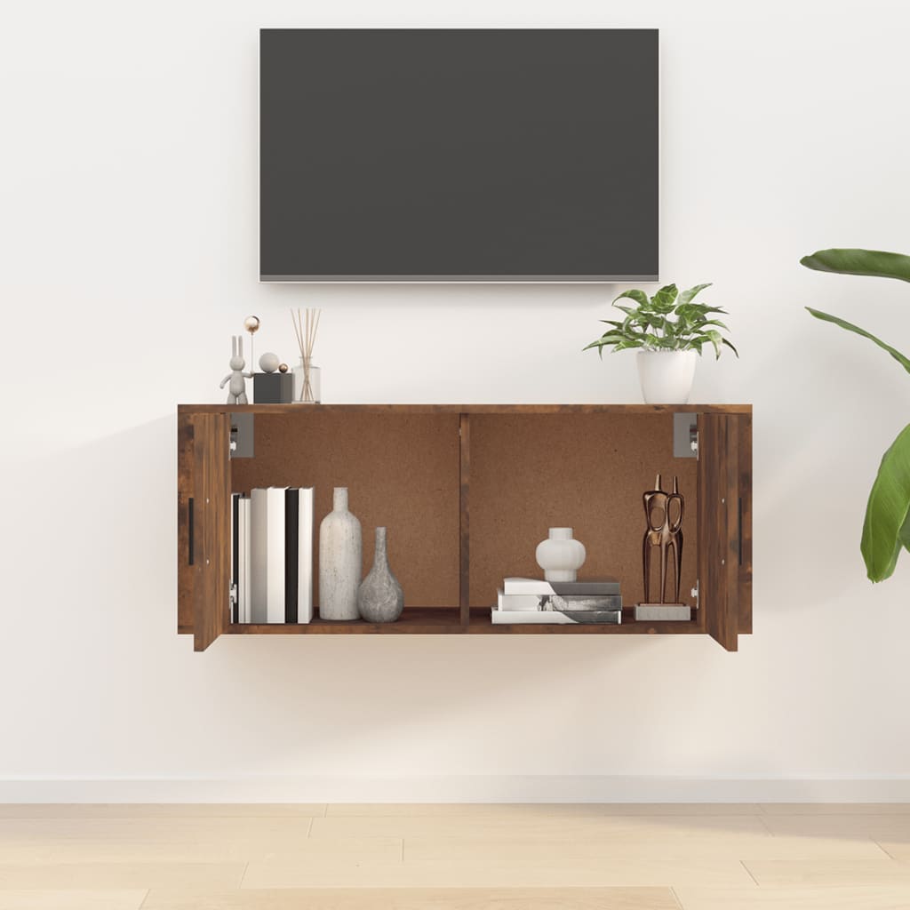 vidaXL Meuble TV mural Chêne fumé 100x34,5x40 cm - Image 3