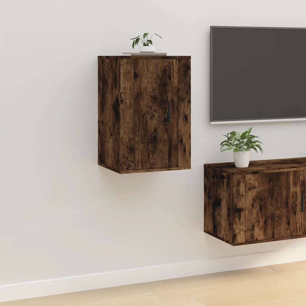 vidaXL Meuble TV mural Chêne fumé 40x34,5x60 cm