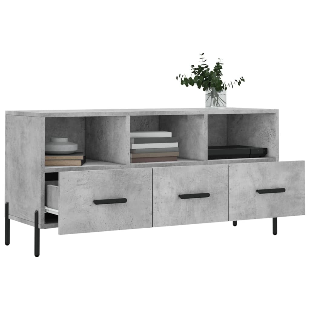 vidaXL Meuble TV gris béton 102x36x50 cm bois d'ingénierie - Image 4