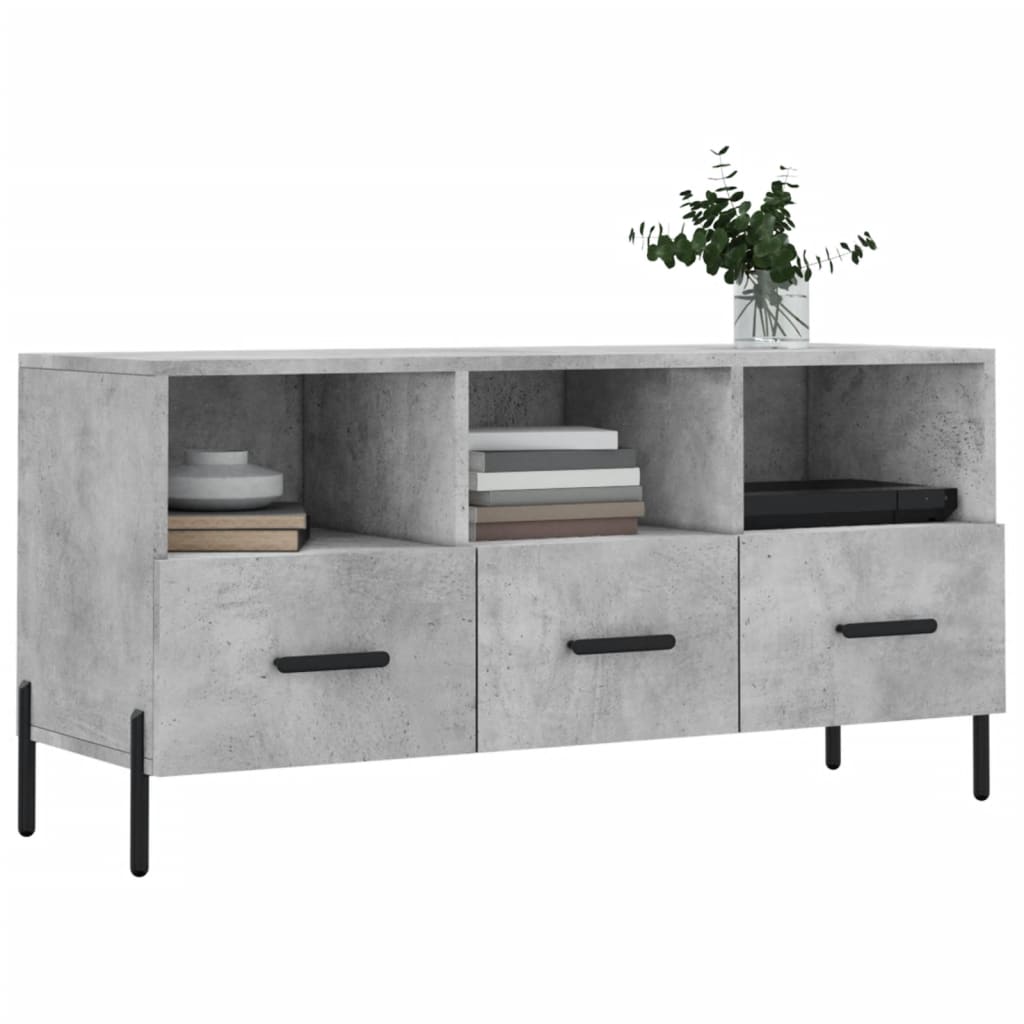 vidaXL Meuble TV gris béton 102x36x50 cm bois d'ingénierie - Image 3