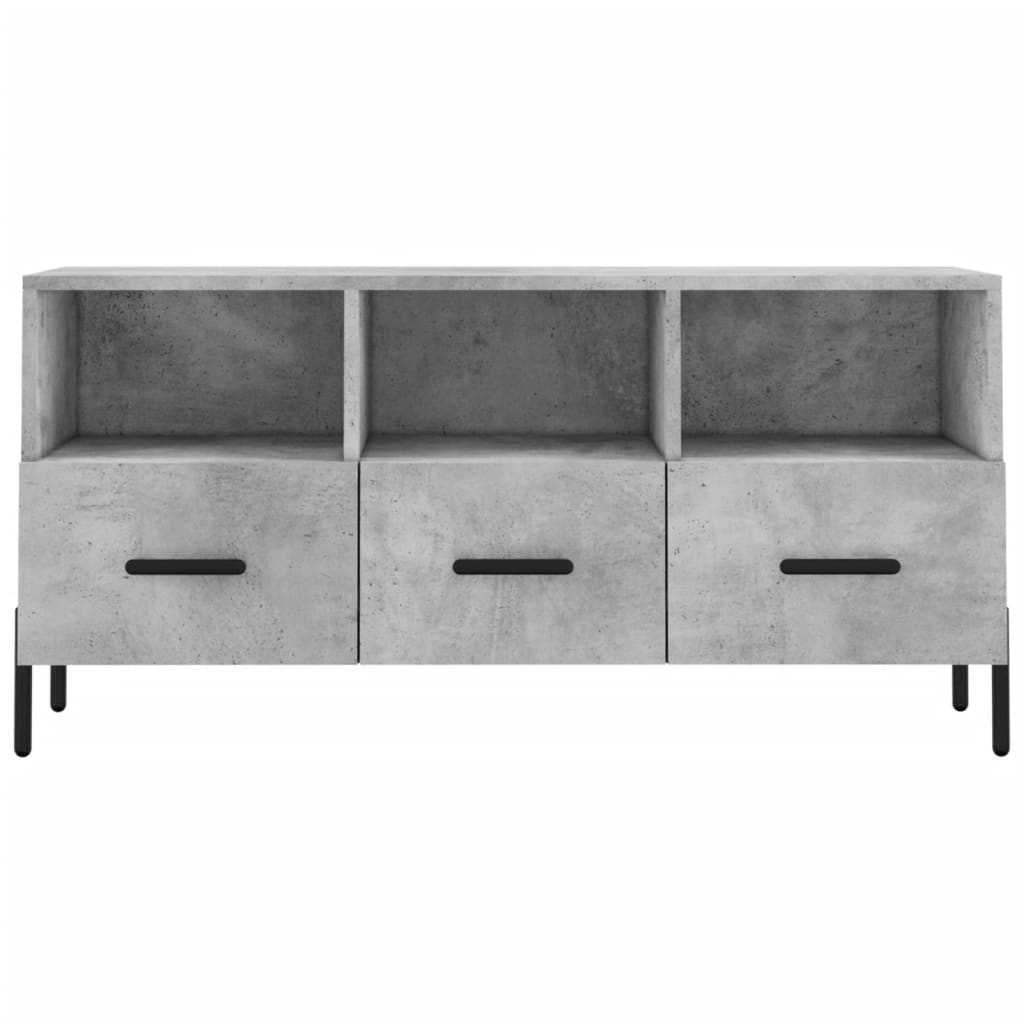 vidaXL Meuble TV gris béton 102x36x50 cm bois d'ingénierie - Image 5