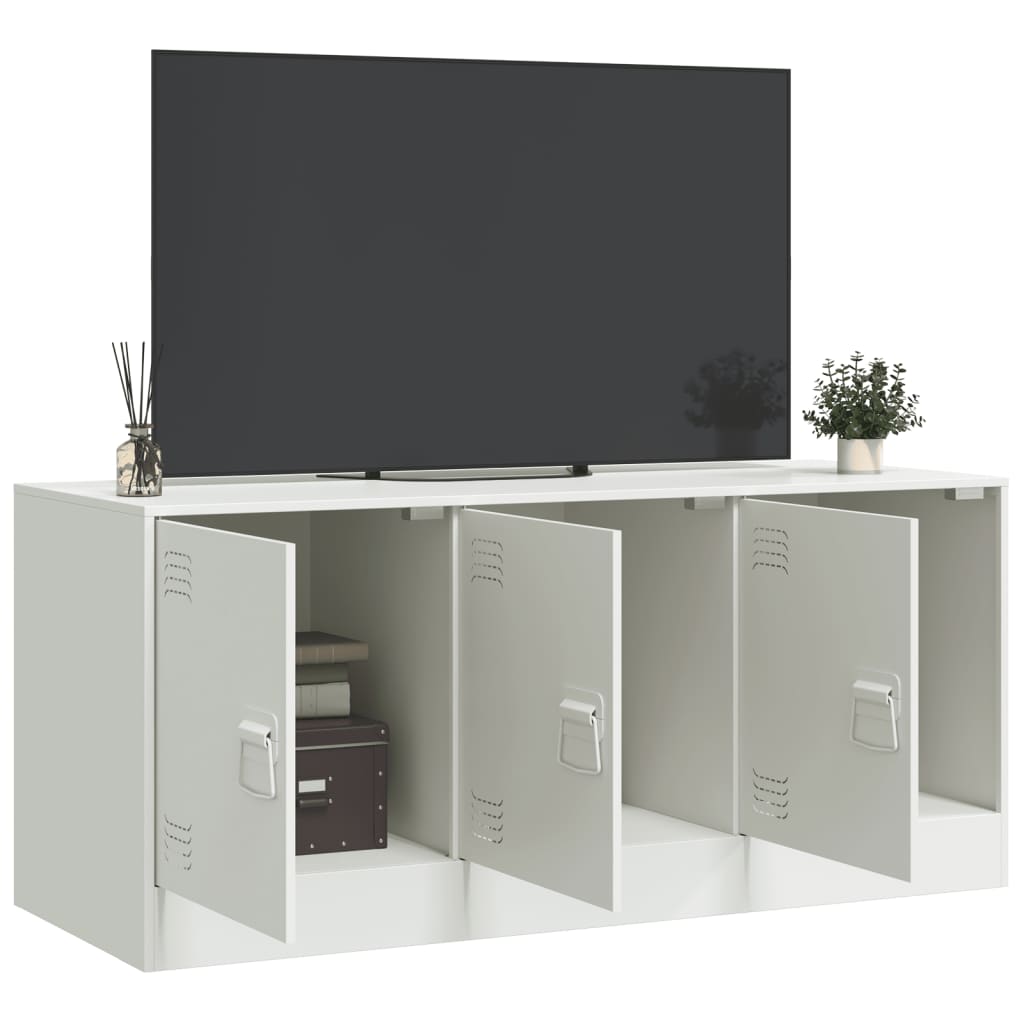 vidaXL Meuble TV blanc 99x39x44 cm acier - Image 4