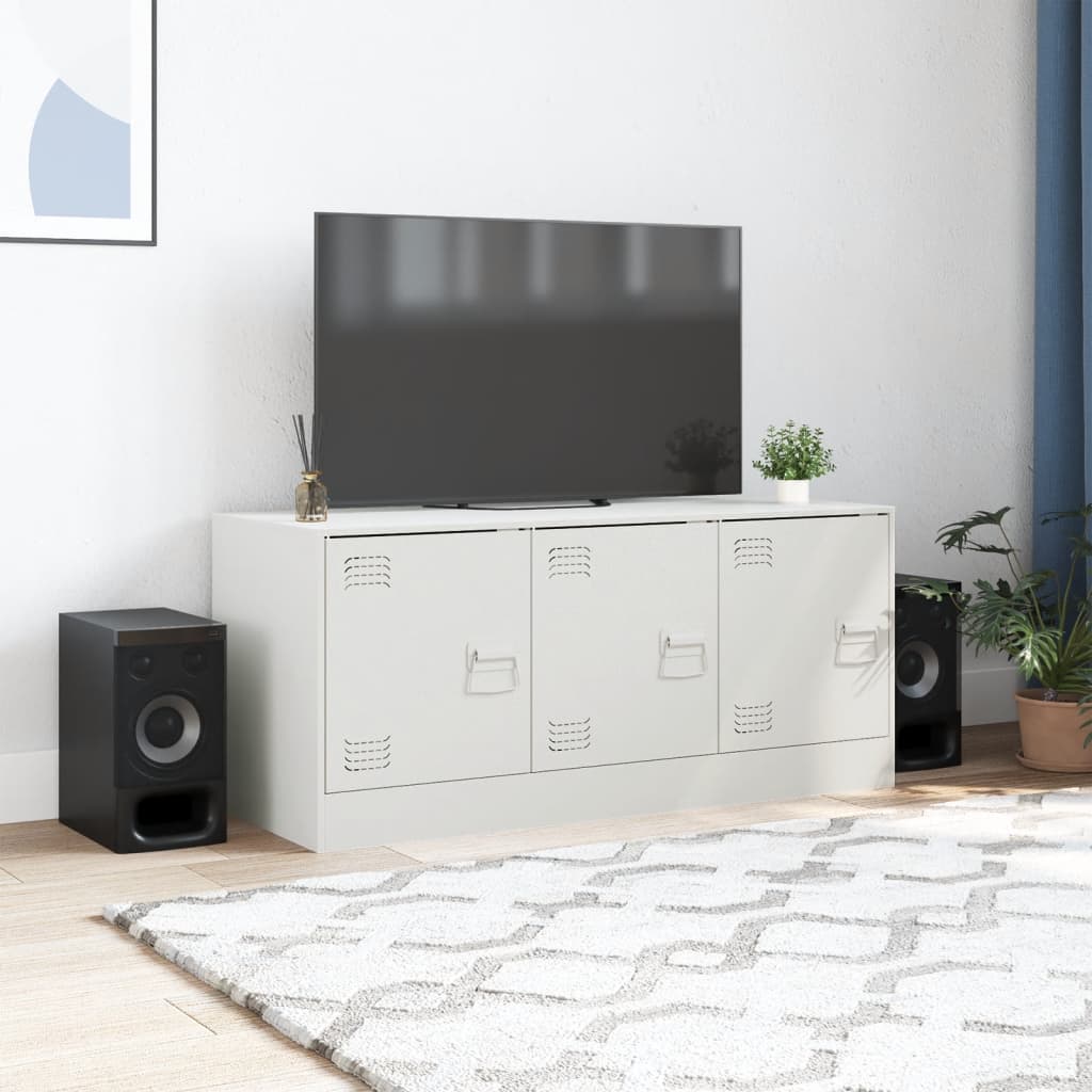 vidaXL Meuble TV blanc 99x39x44 cm acier - Image 3