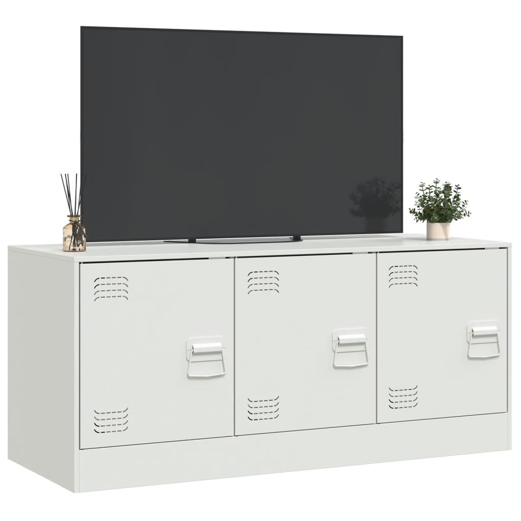 vidaXL Meuble TV blanc 99x39x44 cm acier - Image 5
