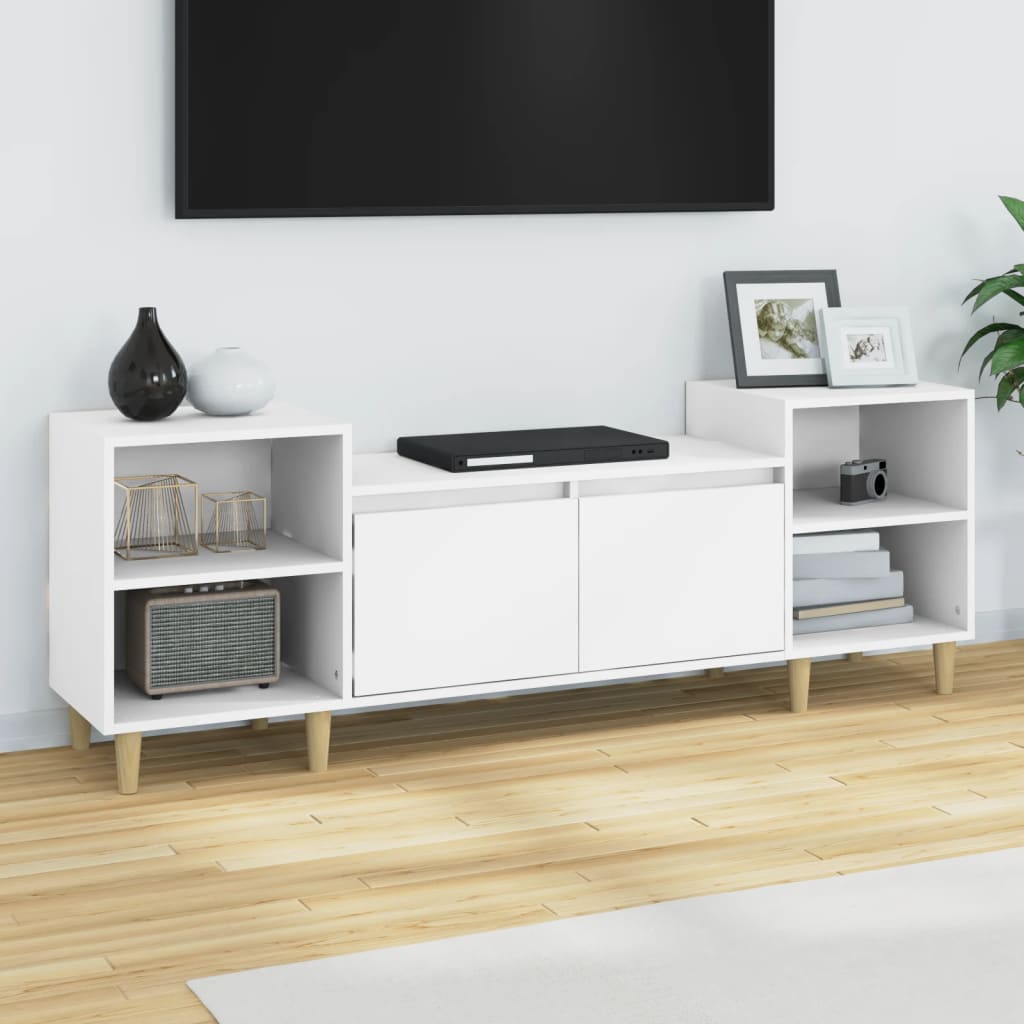 vidaXL Meuble TV Blanc 160x35x55 cm Bois d'ingénierie