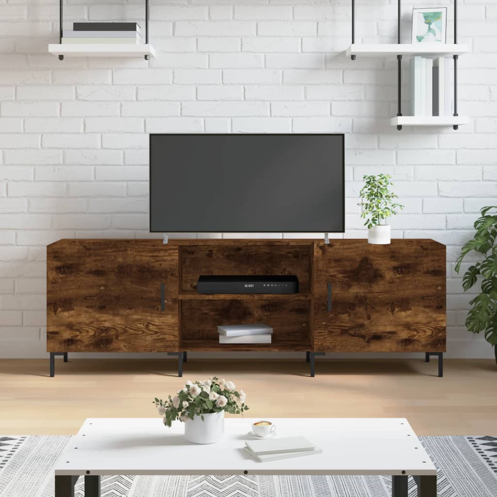 vidaXL Meuble TV chêne fumé 150x30x50 cm bois d'ingénierie