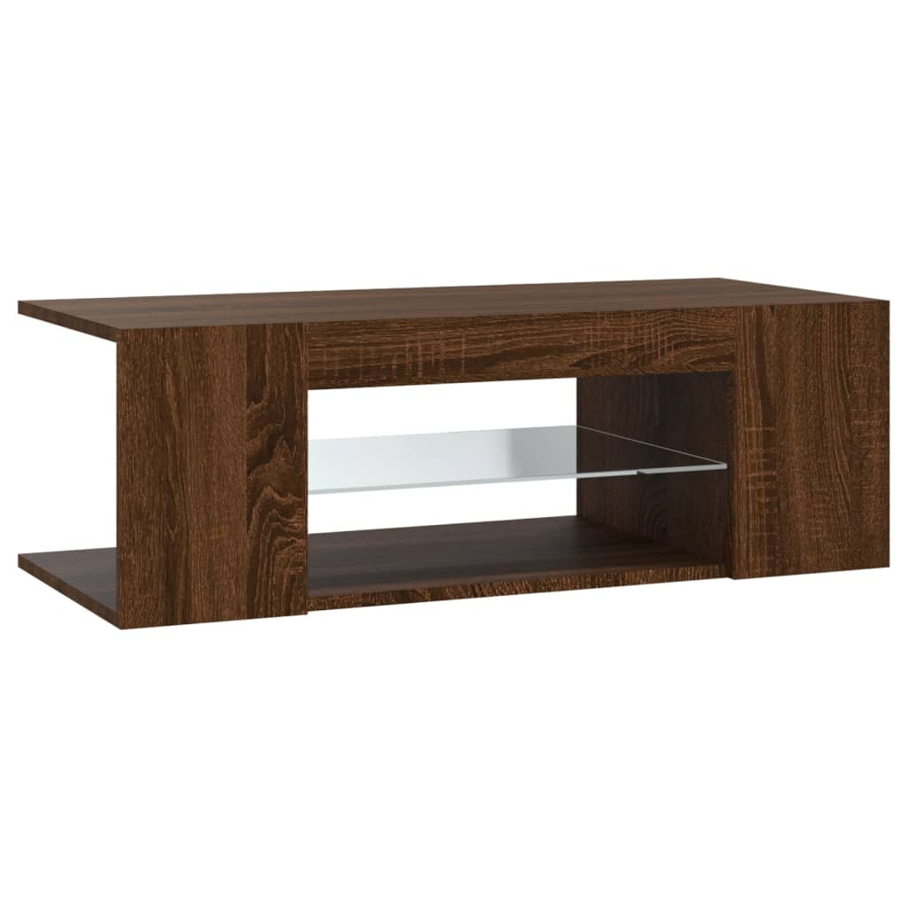 vidaXL Meuble TV avec lumières LED Chêne marron 90x39x30 cm - Image 3
