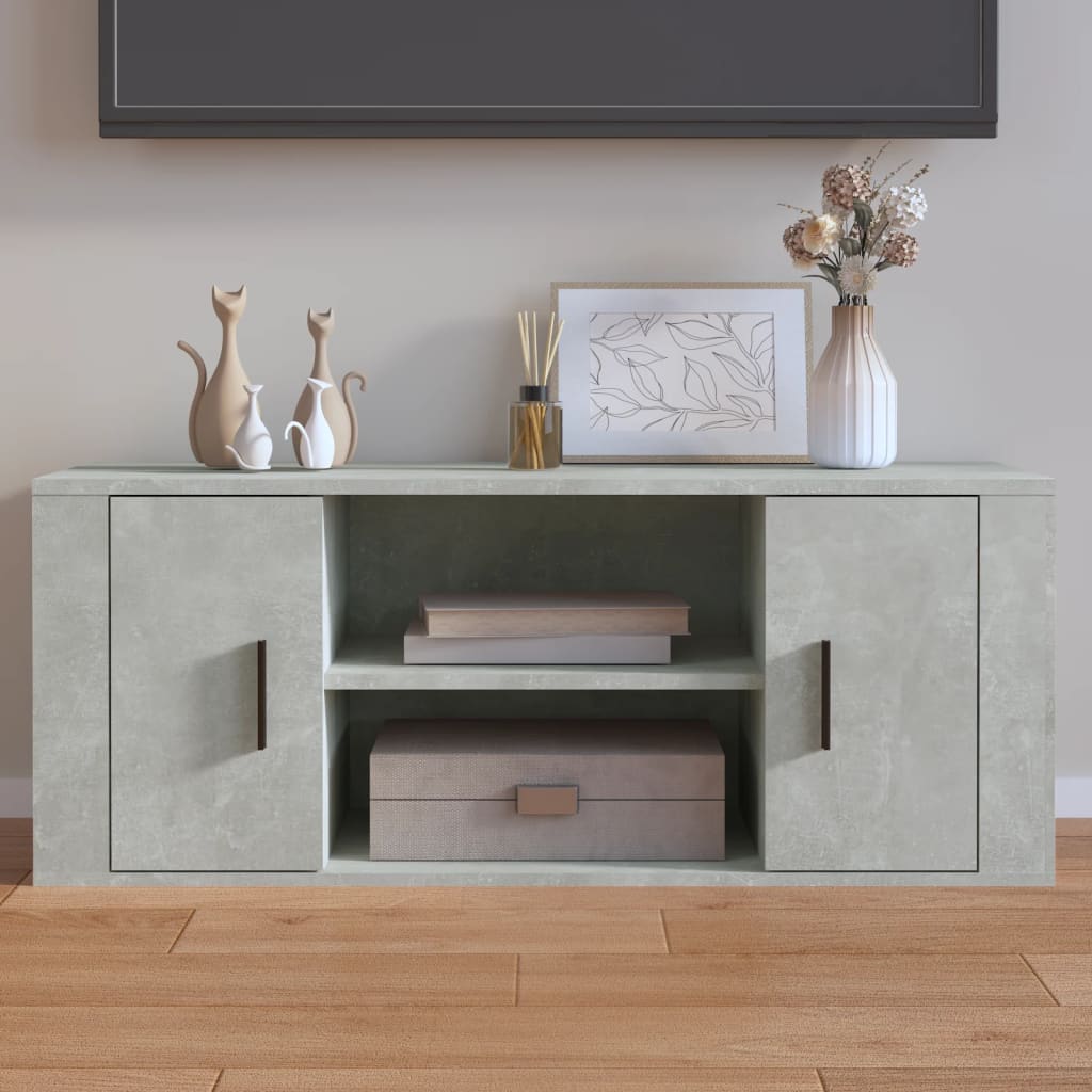 vidaXL Meuble TV Gris béton 100x35x40 cm Bois d'ingénierie