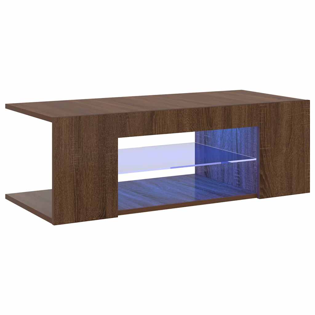 vidaXL Meuble TV avec lumières LED Chêne marron 90x39x30 cm - Image 4