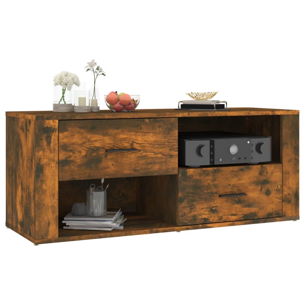 vidaXL Meuble TV Chêne fumé 100x35x40 cm Bois d'ingénierie - Image 4