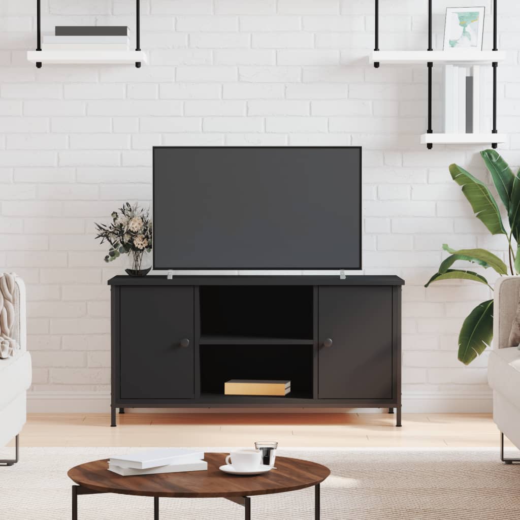 vidaXL Meuble TV Noir 100x40x50 cm Bois d'ingénierie