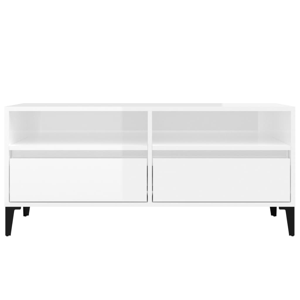 vidaXL Meuble TV blanc brillant 100x34,5x44,5 cm bois d'ingénierie - Image 6