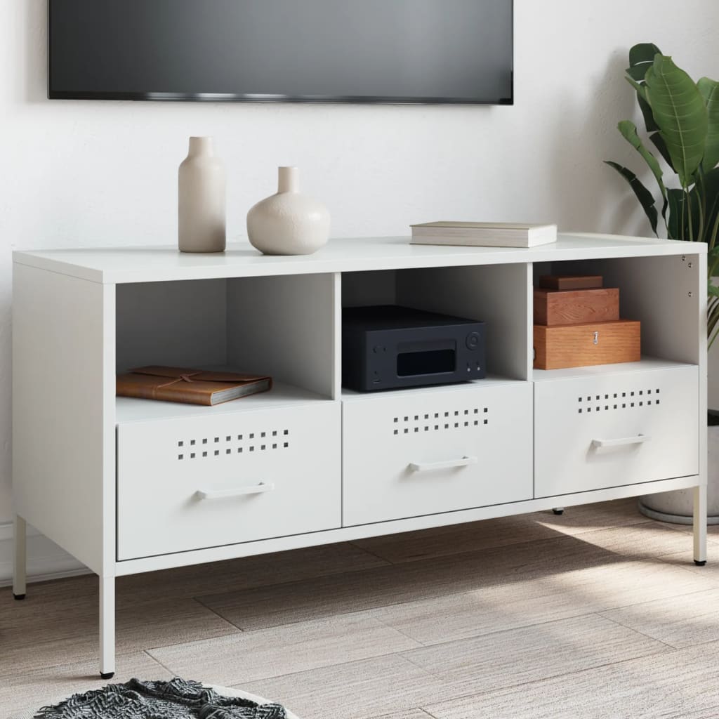 vidaXL Meuble TV blanc 100,5x39x50,5 cm acier