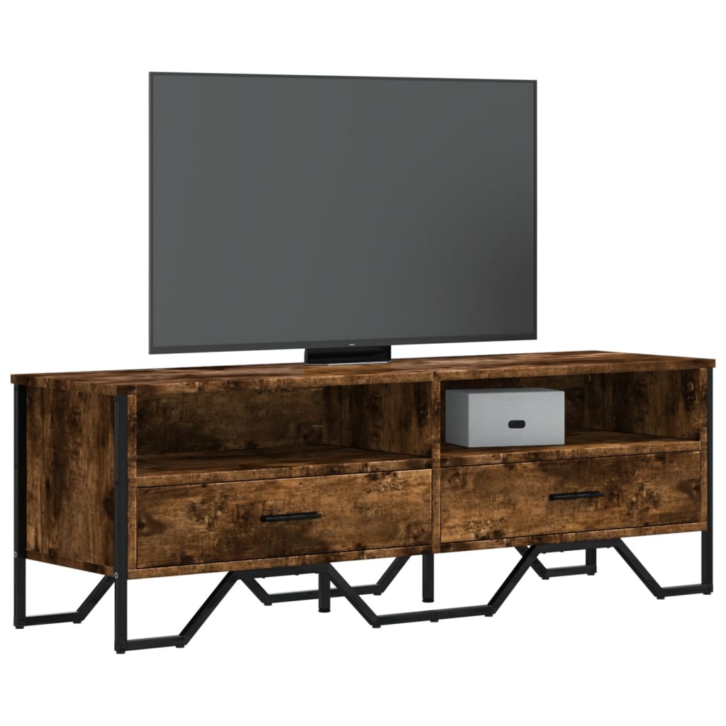 vidaXL Meuble TV chêne fumé 122x34x41 cm bois d'ingénierie