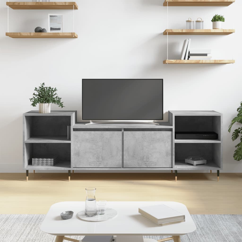 vidaXL Meuble TV Gris béton 160x35x55 cm Bois d'ingénierie