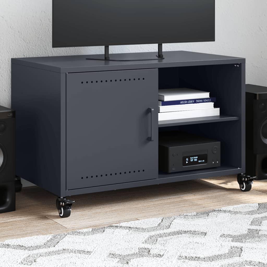vidaXL Meuble TV anthracite 68x39x43,5 cm acier