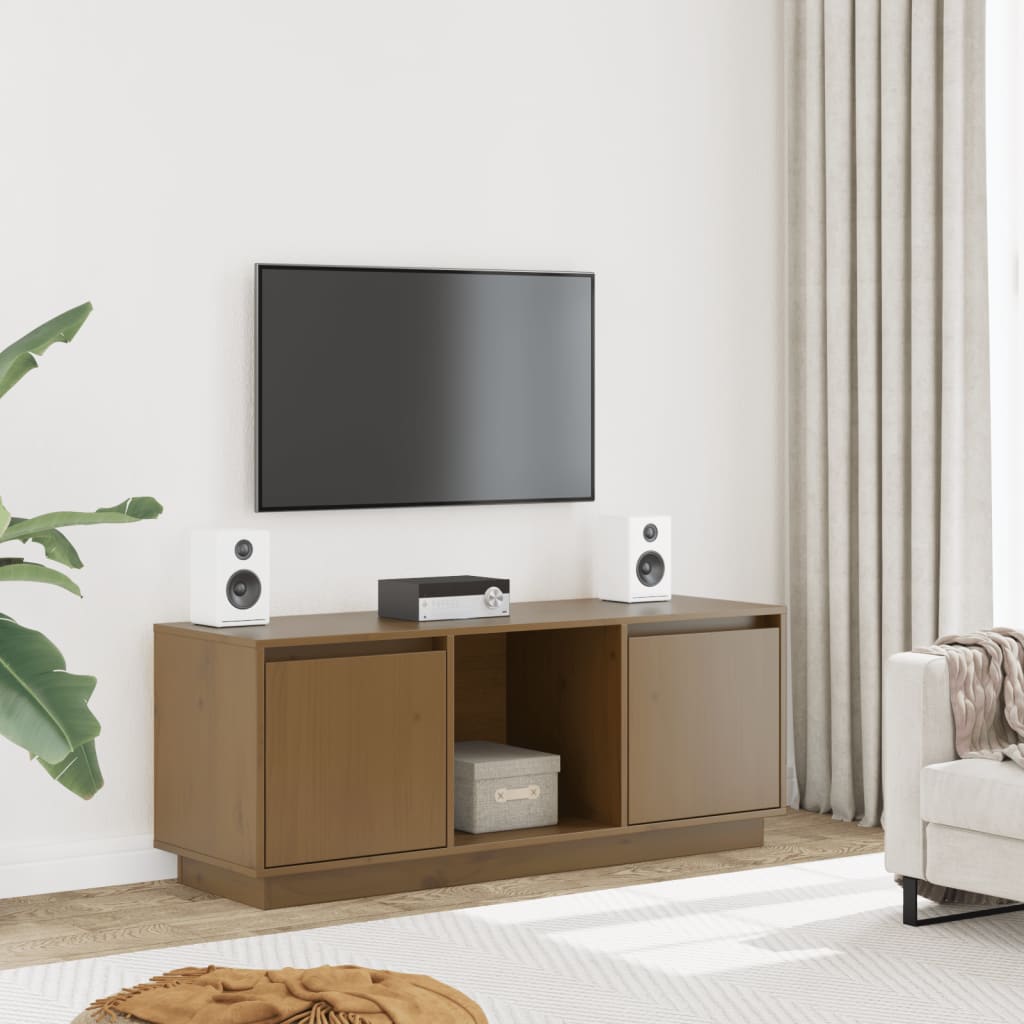 vidaXL Meuble TV Marron miel 110,5x35x44 cm Bois de pin massif