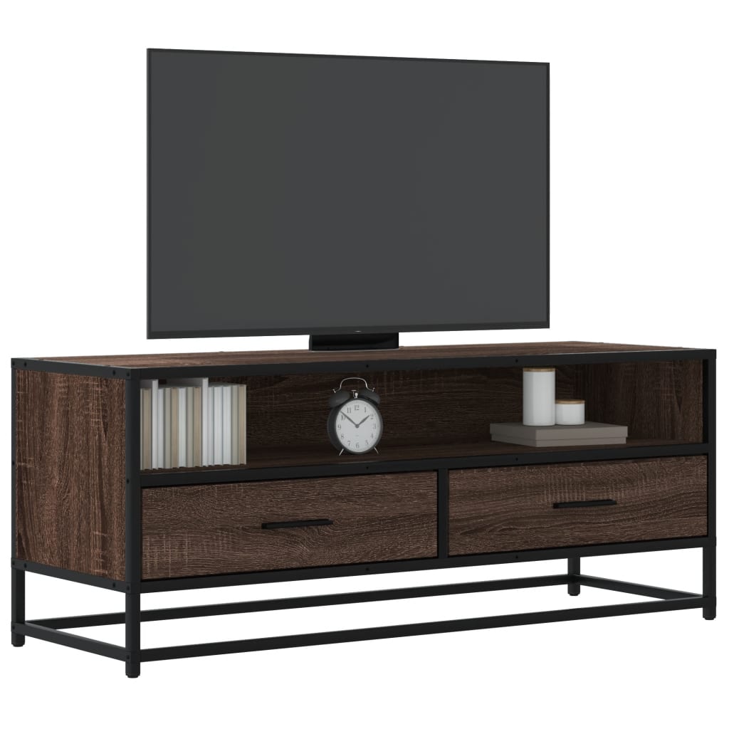 vidaXL Meuble TV chêne marron 100x34,5x40cm bois d'ingénierie et métal