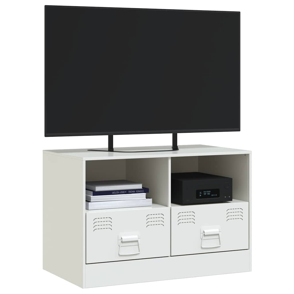 vidaXL Meuble TV blanc 67x39x44 cm acier - Image 4