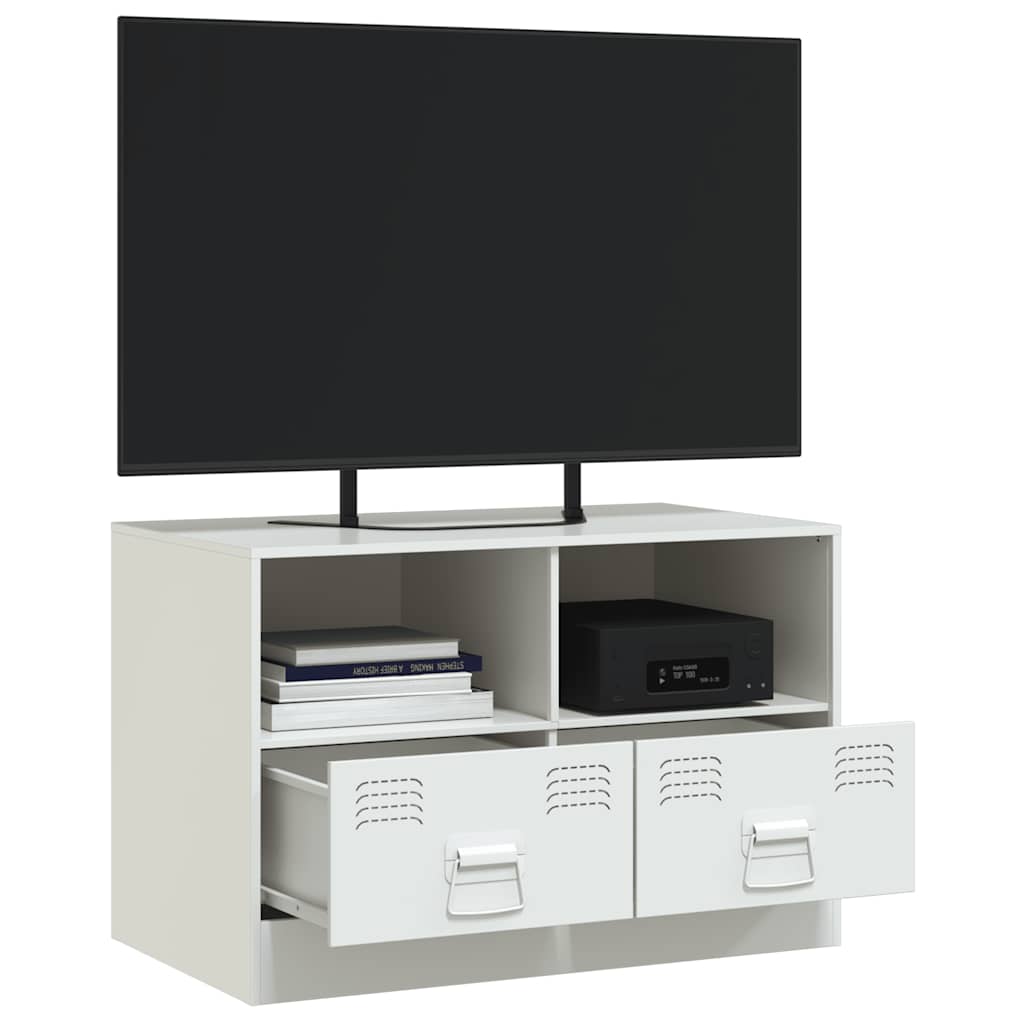 vidaXL Meuble TV blanc 67x39x44 cm acier - Image 5