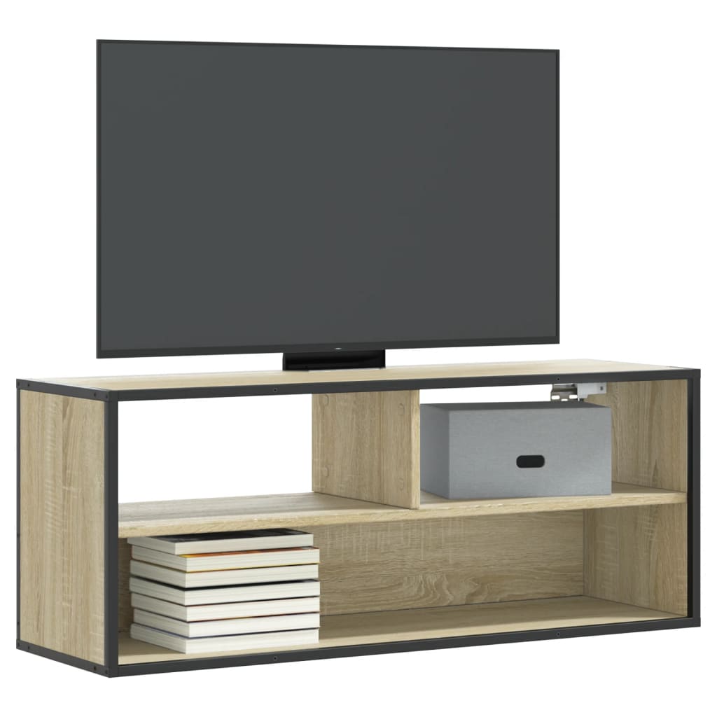 vidaXL Meuble TV chêne sonoma 100x31x39,5cm bois d'ingénierie et métal