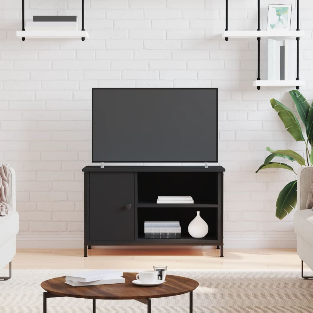 vidaXL Meuble TV Noir 80x40x50 cm Bois d'ingénierie