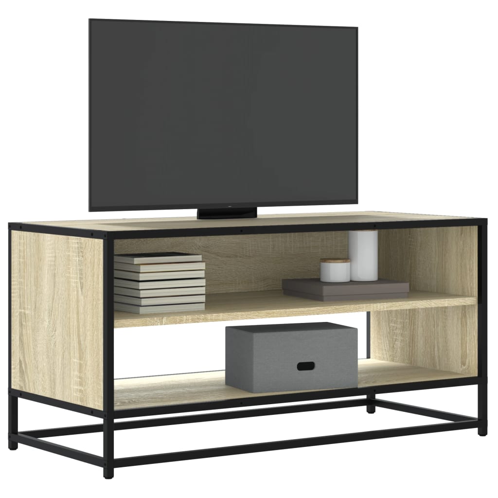 vidaXL Meuble TV chêne sonoma 91x40x46 cm bois d'ingénierie et métal