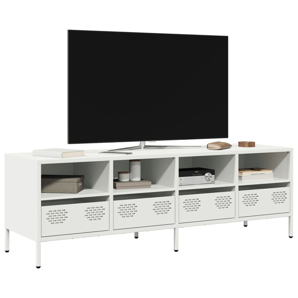 vidaXL Meuble TV blanc 135x39x43,5 cm acier laminé à froid