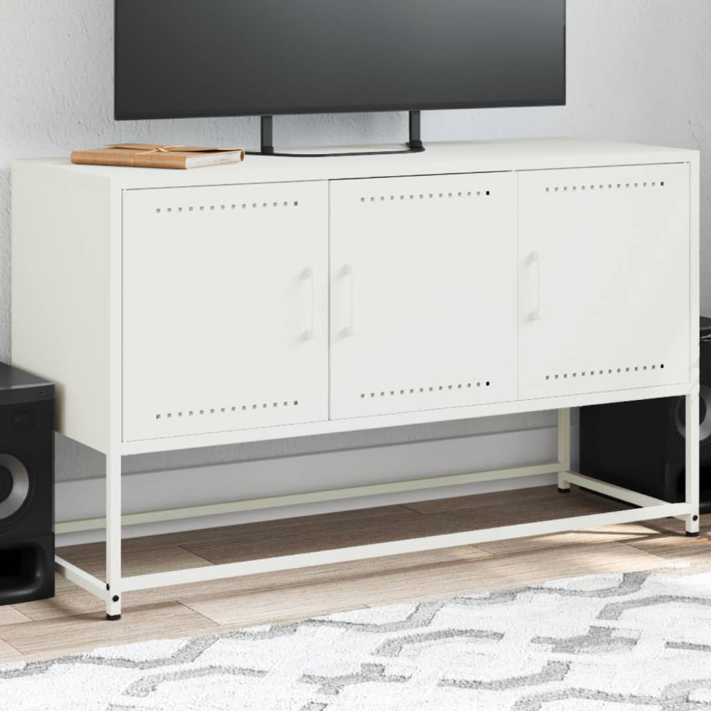 vidaXL Meuble TV blanc 100,5x39x60,5 cm acier